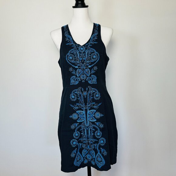 FREE PEOPLE navy embroidered dress size medium - Picture 1 of 6